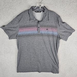 Travis Mathew Mens Size XL Gray Striped Polo Shirt